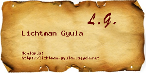 Lichtman Gyula névjegykártya